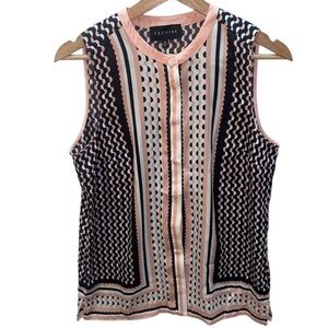NEW PREMISE Women's Peach Black Sleeveless Button
Down Tank Blouse